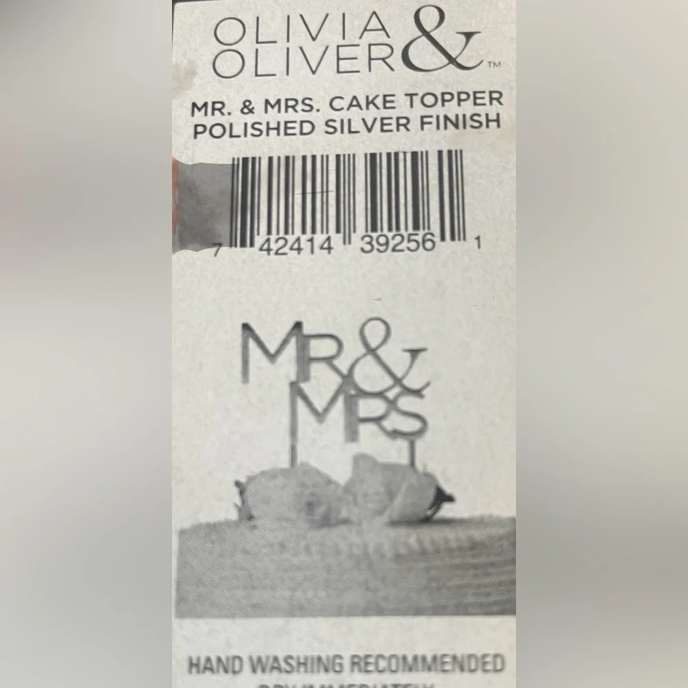 Silver MR & MRS Cake Topper